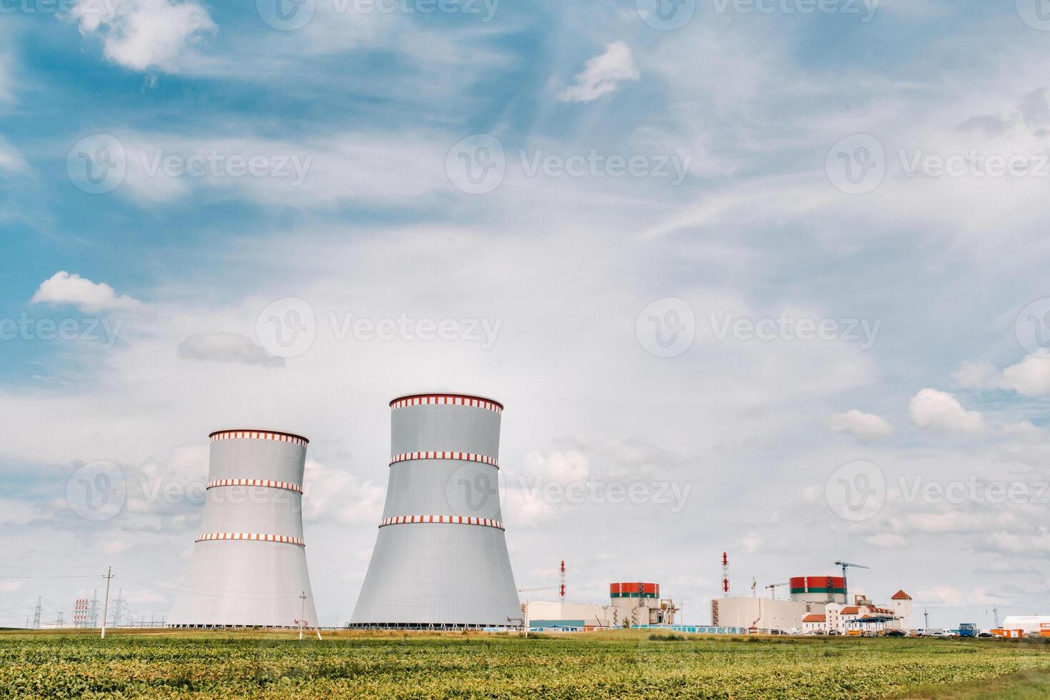 Belarusian nuclear power plant in Ostrovets district.Field around the nuclear power plant. Belarus photo