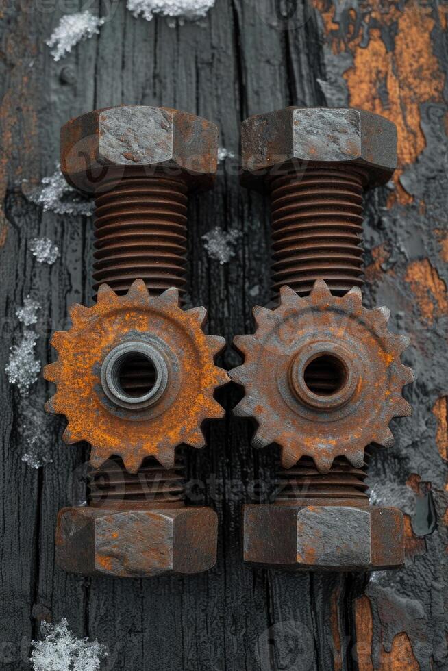 AI generated Details The gear is made of metal. Mechanical gears made of steel photo