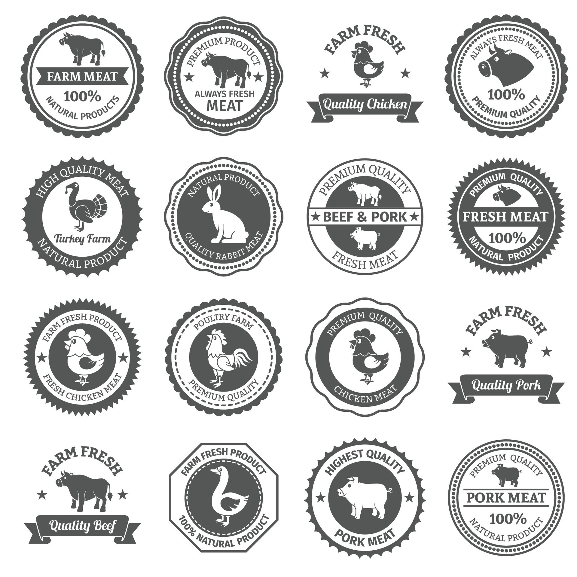 Meat labels set 37736622 Vector Art at Vecteezy
