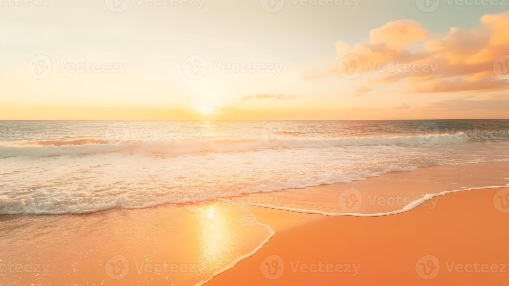 AI generated Closeup sea surf and sand beach at sunset, neural network generated photorealistic image photo