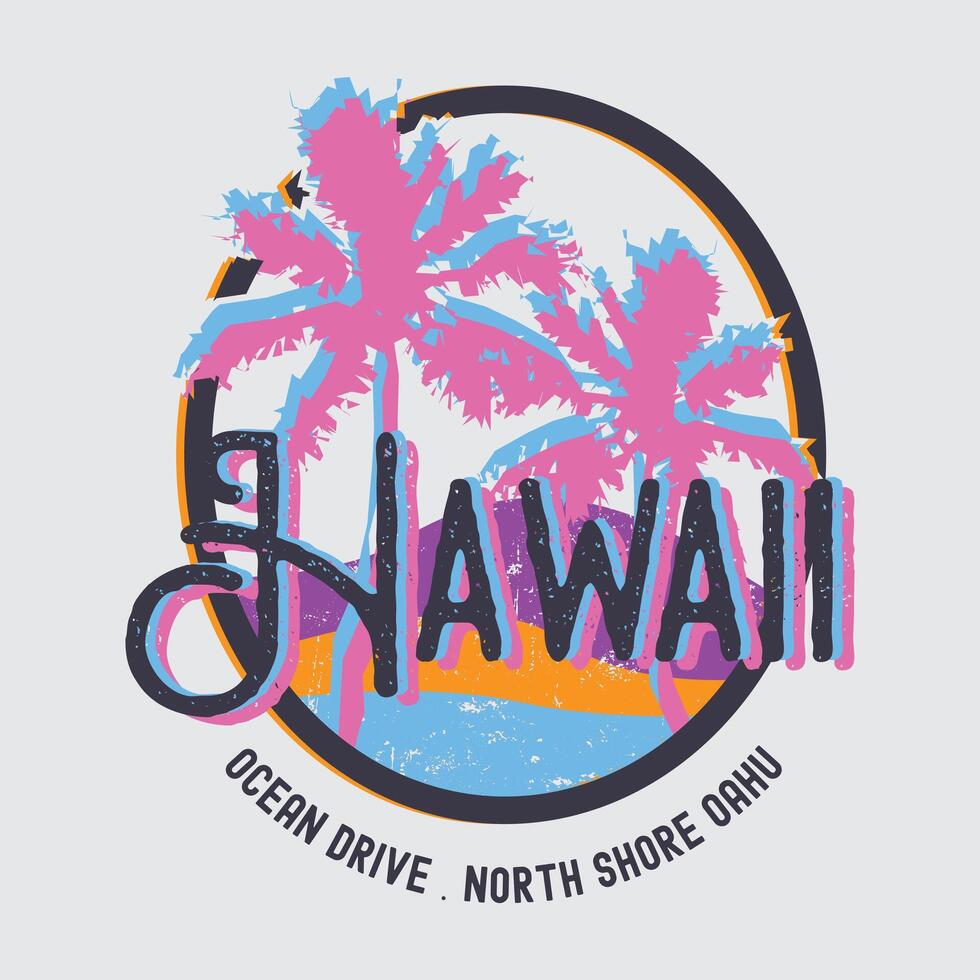 Vector illustration of vintage style typography. Hawaii beach, perfect for t-shirts, hoodies, prints etc.