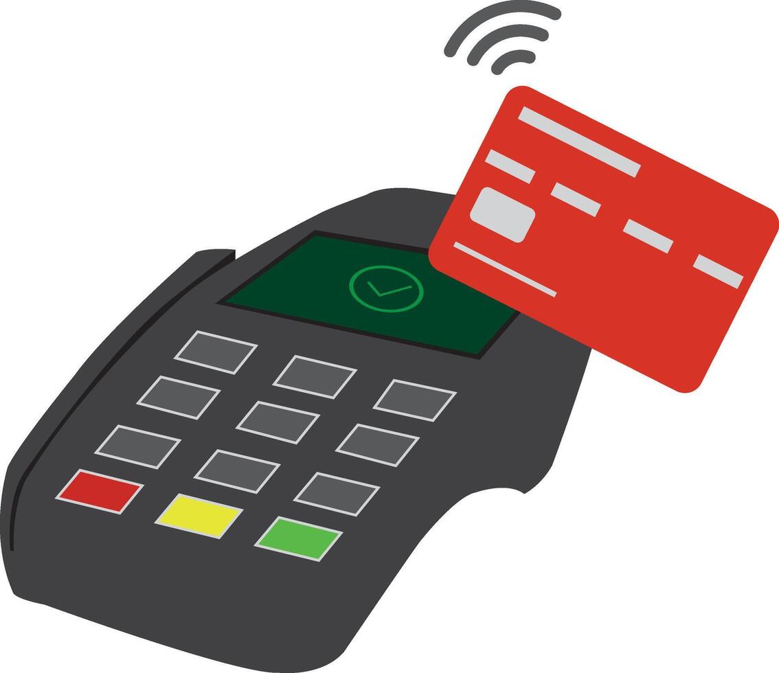 Contactless POS terminal payment with credit card, transactions and payments concept vector