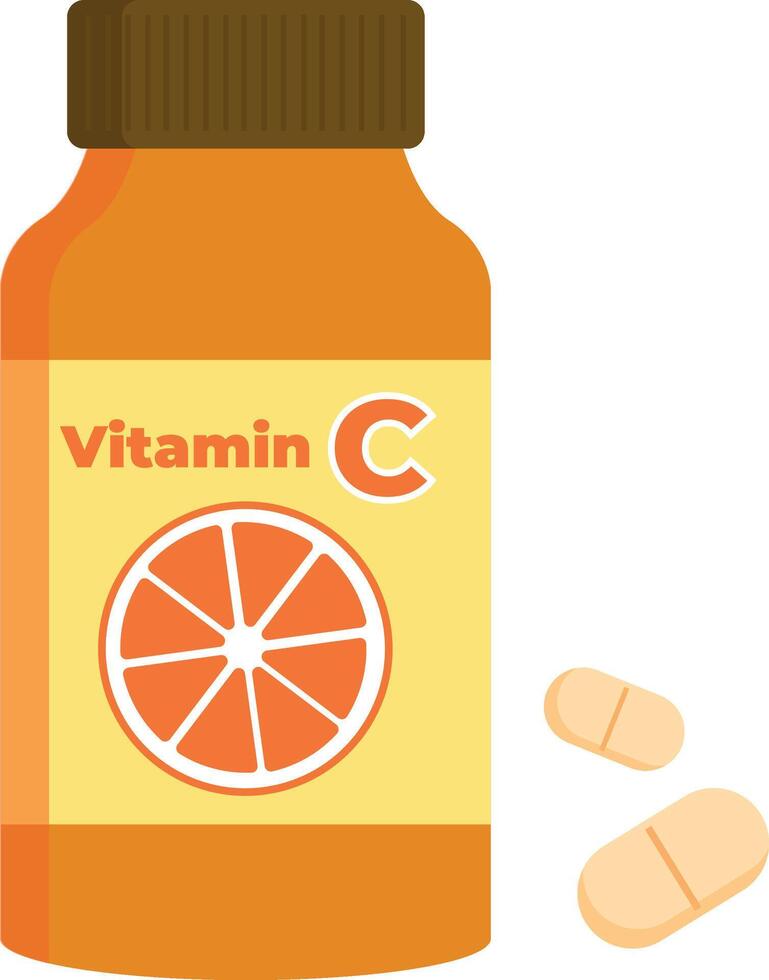 botella de pastillas, vitamina C vector