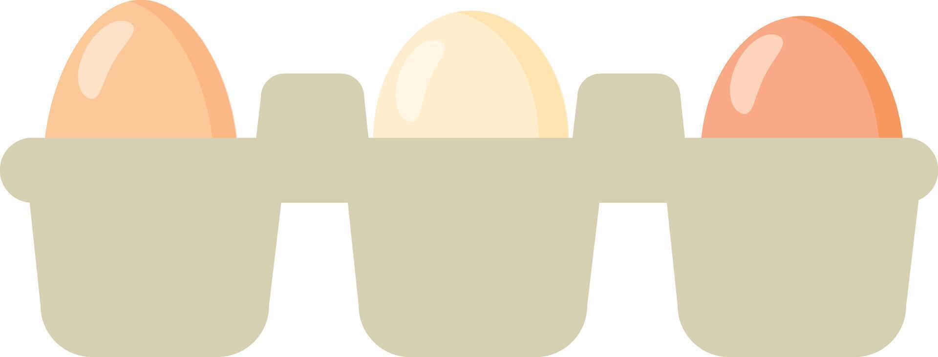 Eggs in box flat icon. vector