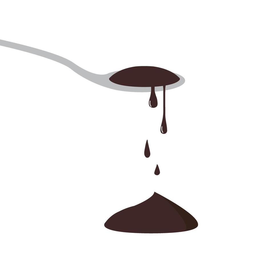 Chocolate paste dripping from a spoon. Vector illustration