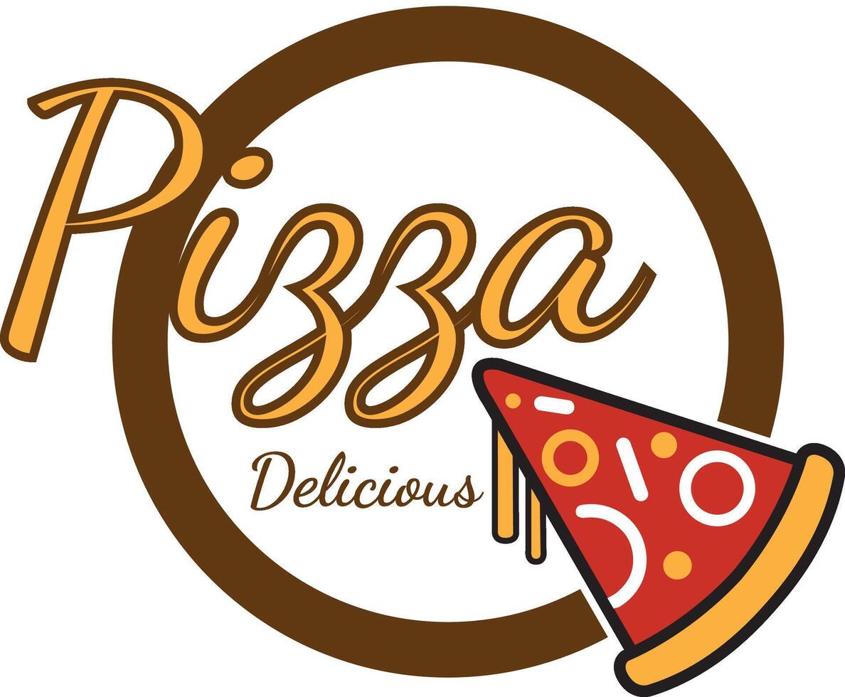 pizza logo design template illustration vector