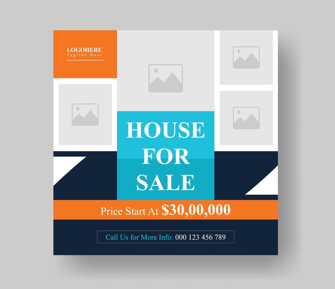 creative real estate home business fully editable square social media post vector layout design, modern and professional social media banner promotion design for your real estate agency.