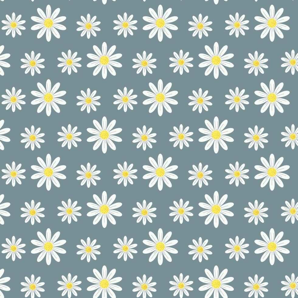 Beautiful Floral pattern with daisies flowers vector Illustration. Texture print for wallpaper, textile and cloth, scrapbook, wrapping paper, gardening stuff.