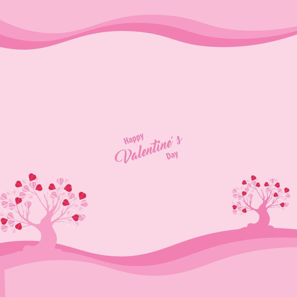 Valentine's day concept love illustration of tree with heart shaped leaves growing in paper cut style vector