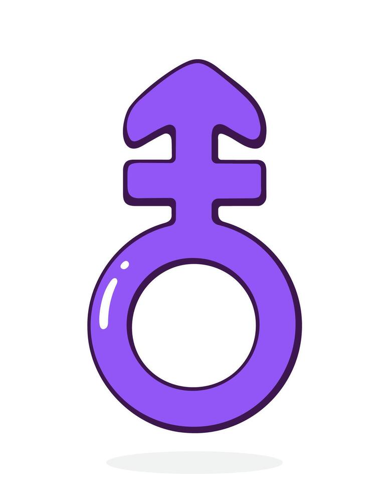 Androgyne Gender Symbol. Part of LGBT community. Vector illustration. Hand drawn cartoon clip art with outline. Isolated on white background