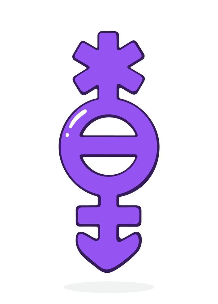 Pangender Gender Symbol. Part of LGBT community. Vector illustration. Hand drawn cartoon clip art with outline. Isolated on white background