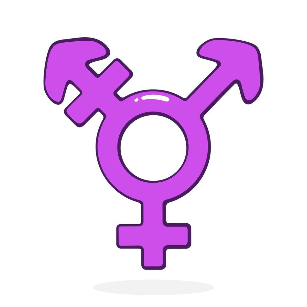 Transgender Gender Symbol. Part of LGBT community. Vector illustration. Hand drawn cartoon clip art with outline. Isolated on white background