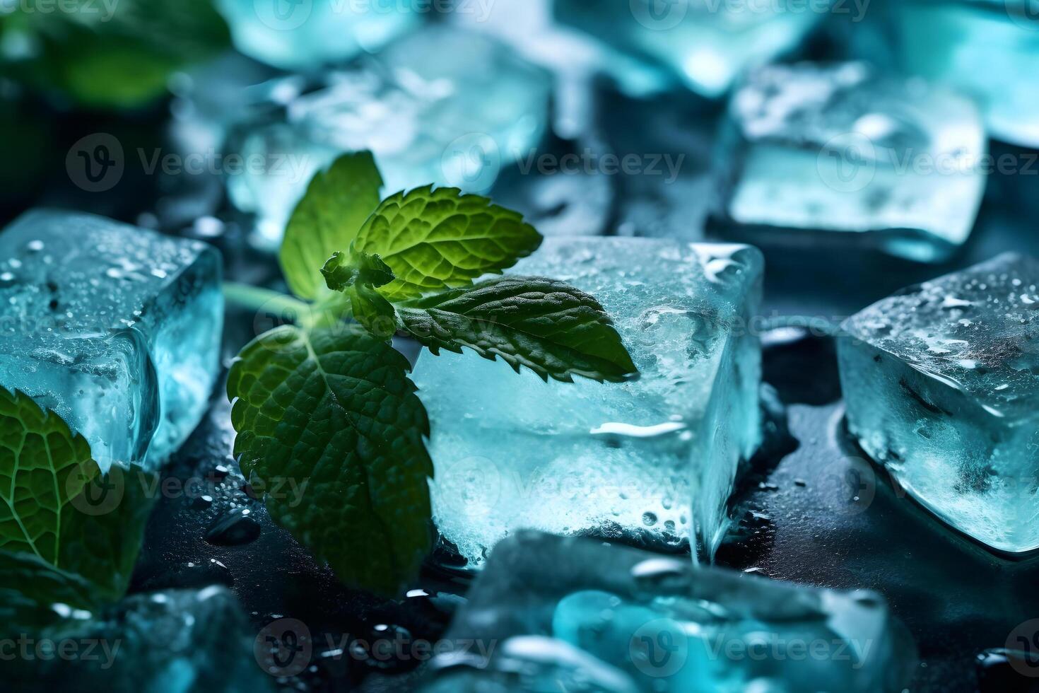 Fresh mint leaves with square shape ice cubes. Creative photography of  menthol products. AI Generated 32144913 Stock Photo at Vecteezy