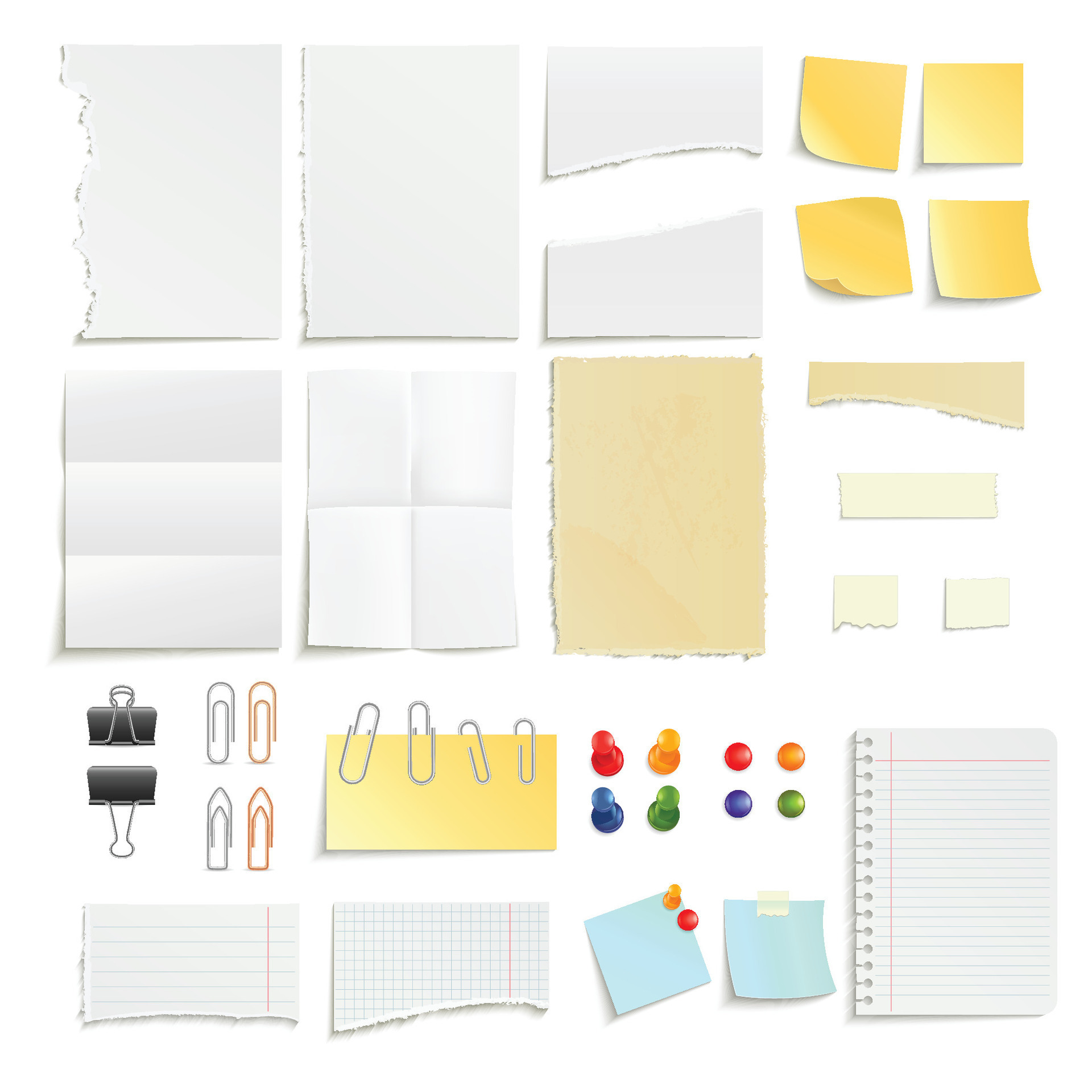 Paper Notes And Clips Object Set 37738514 Vector Art at Vecteezy