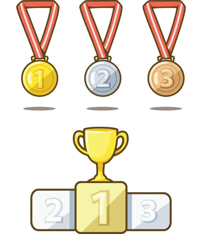 Trophy and medals vector cartoon