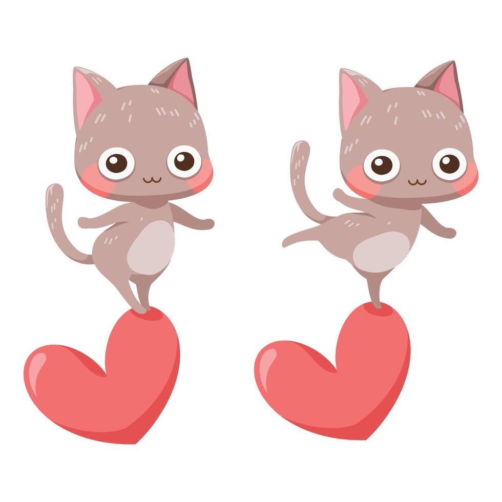 Cat and heart vector