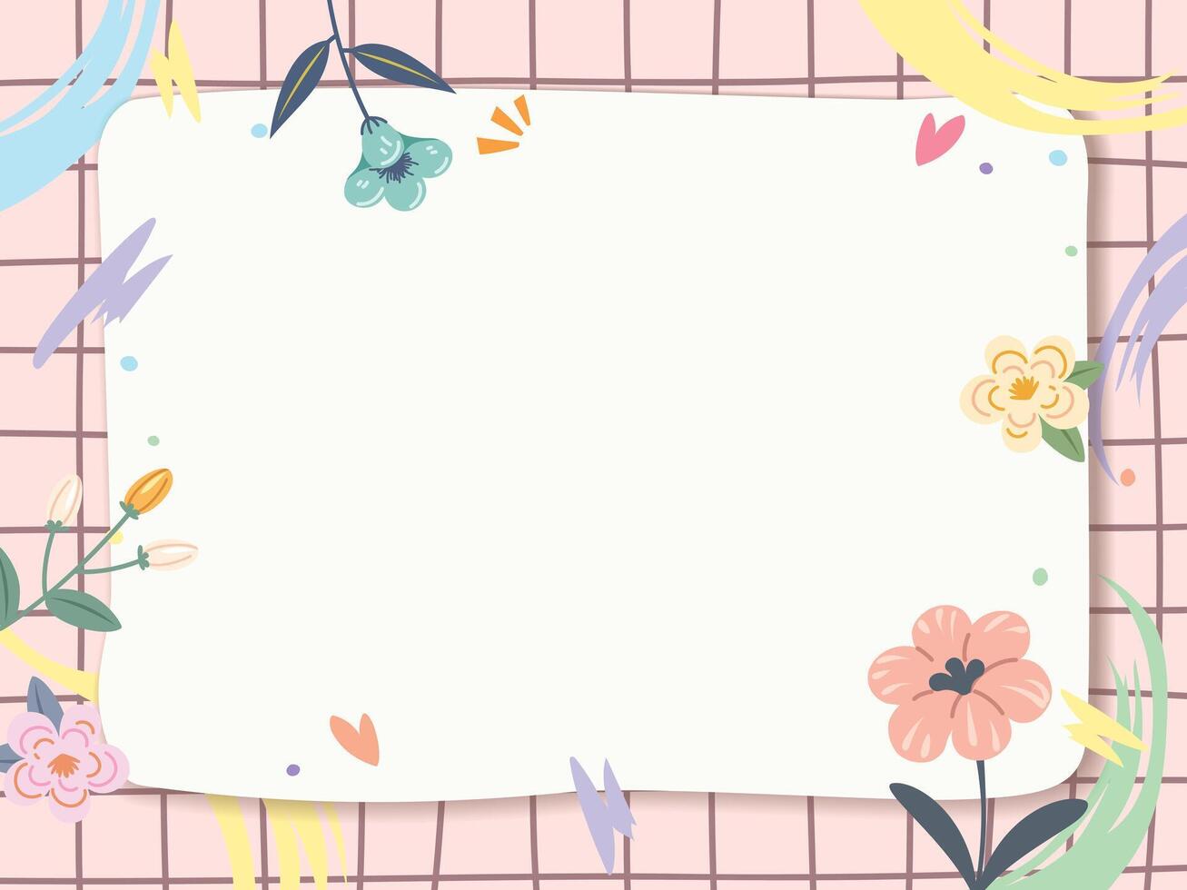 Colorful stroke Paint Brush and flower frame background vector
