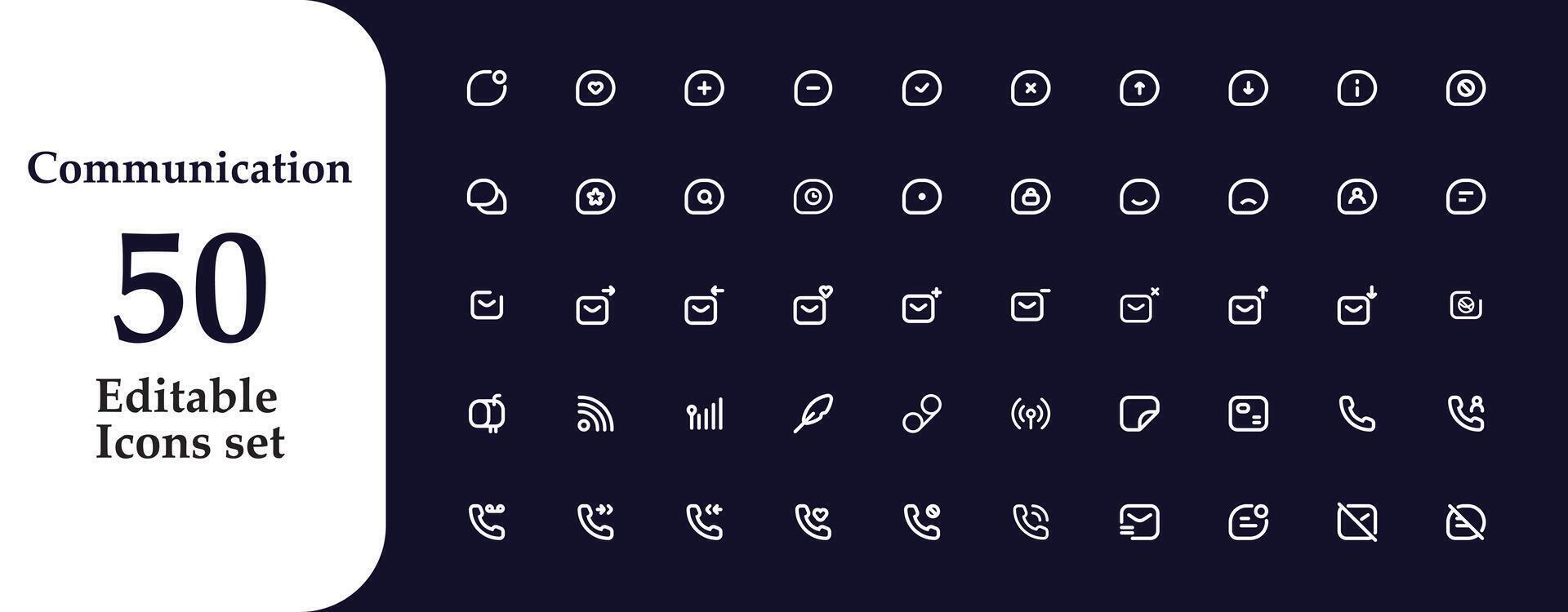 Simple Set of Communication Related Vector Line Icons. Editable Stroke.