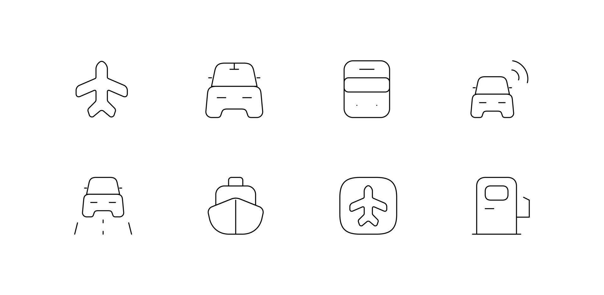 Set of Public Transportation Thin Line Icons vector