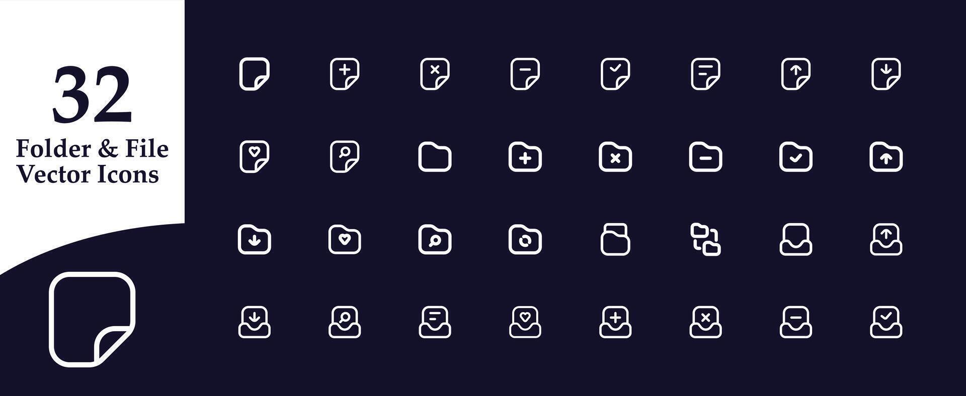 Set of file and folder type icon set pack vector