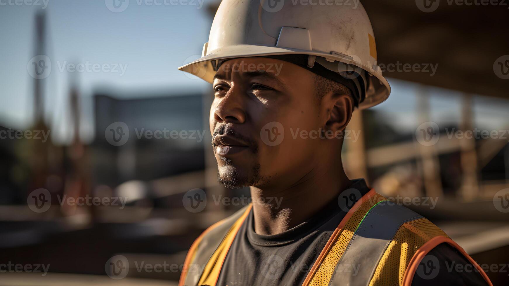 AI generated A construction worker or foreman at a construction site, neural network generated photorealistic image photo