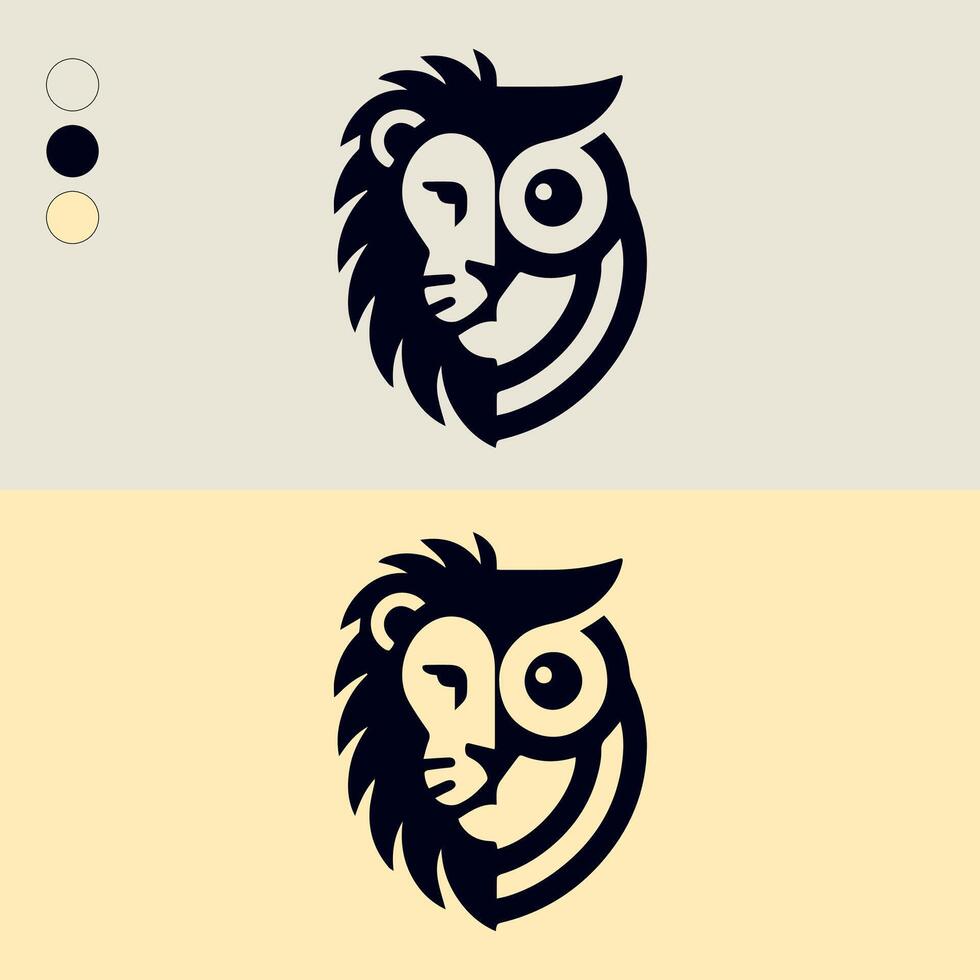 león y búho logo o icono vector modelo