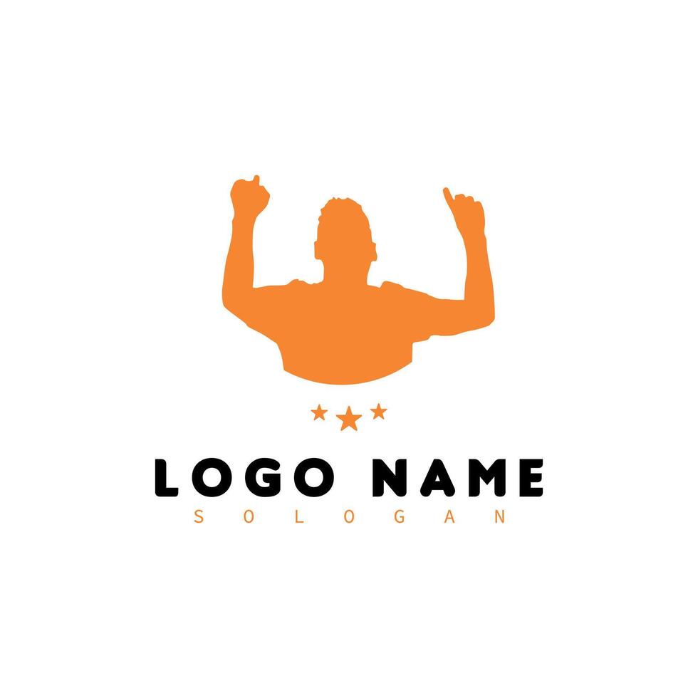 Man surrendering with both hands raised in the air Logo, man raising both hands Logo,  Champion, win, Leader, winner Logo Design Vector