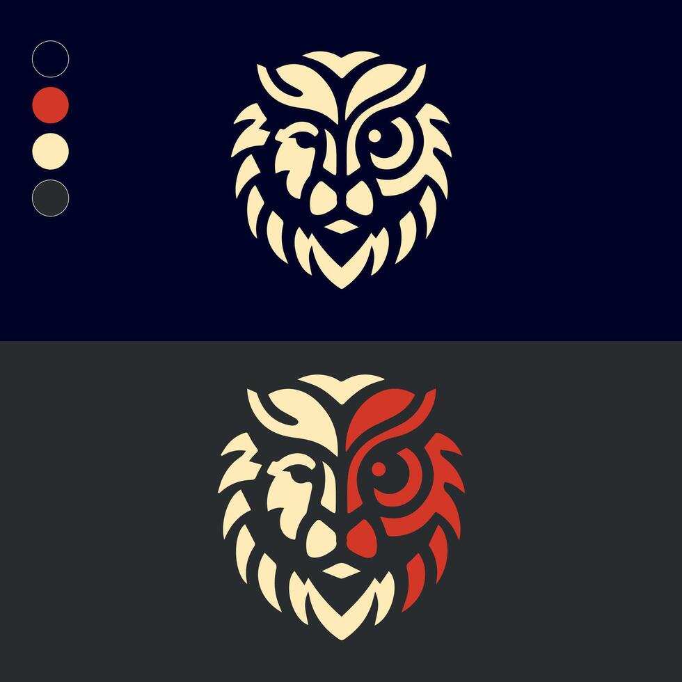 Lion and Owl vector template