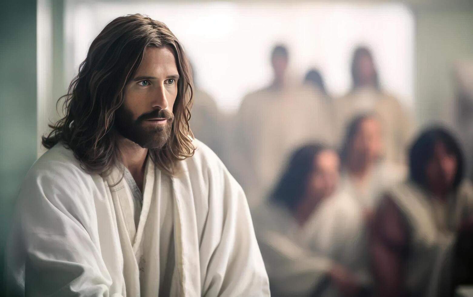 AI generated Jesus in the hospital. Christian help concept. Generative AI photo
