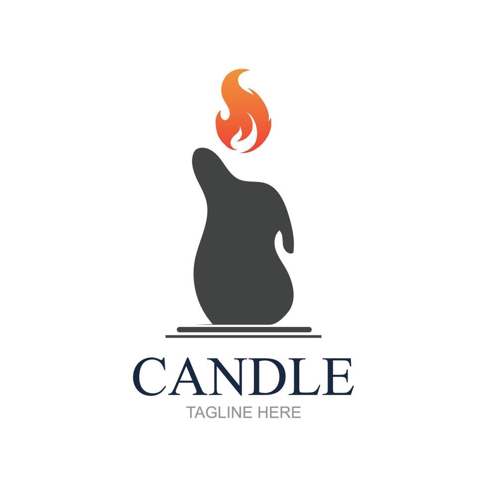 Candle flame logo in a frame,Bright fire shape vector illustration