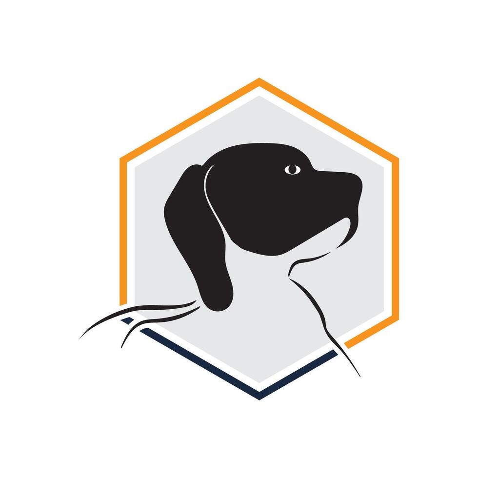 hexágono perro logo y símbolo elemento ilustración vector en blanco y gris antecedentes