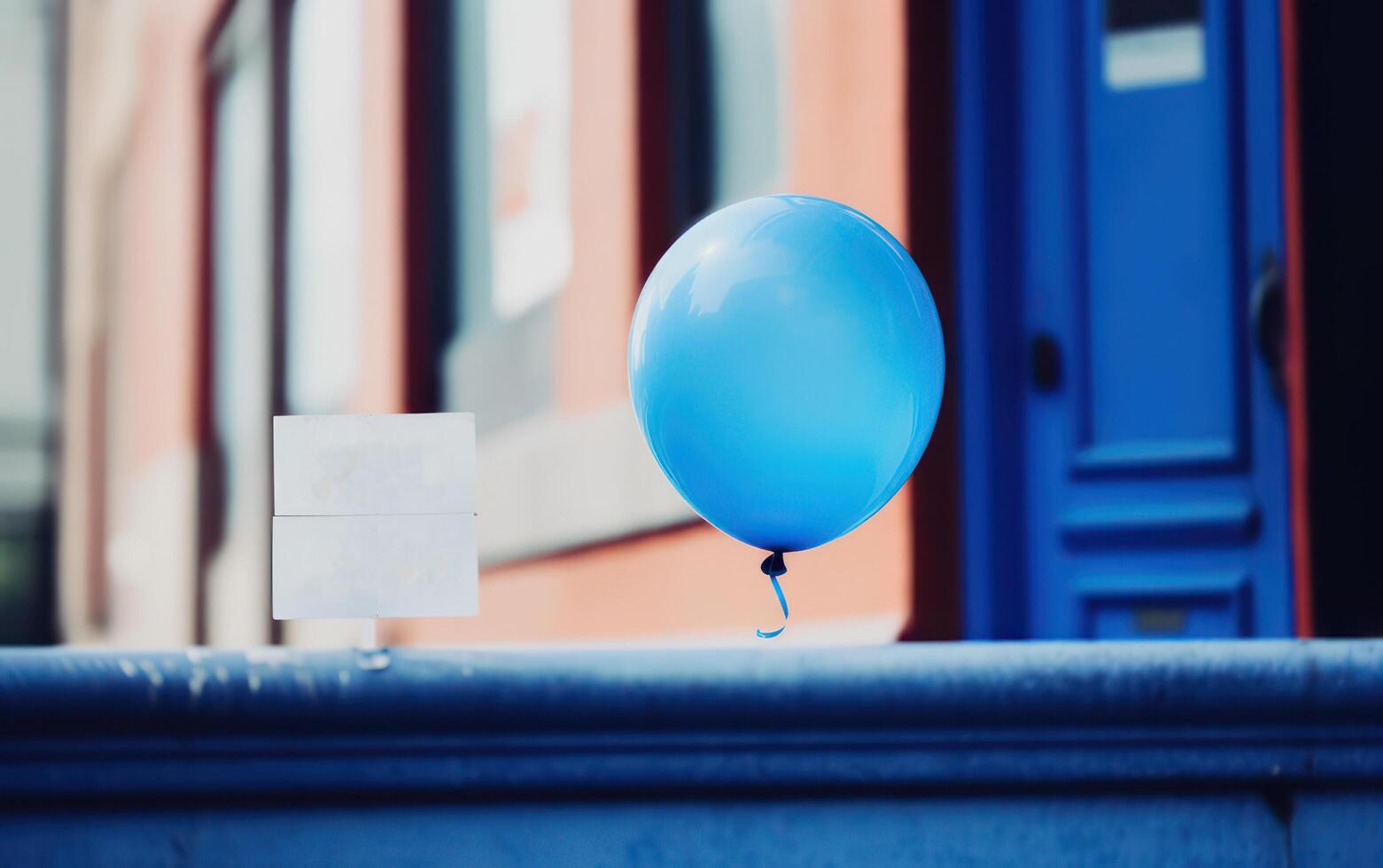 AI generated Blue balloon on blue background, Blue Monday concept, Generative Ai photo