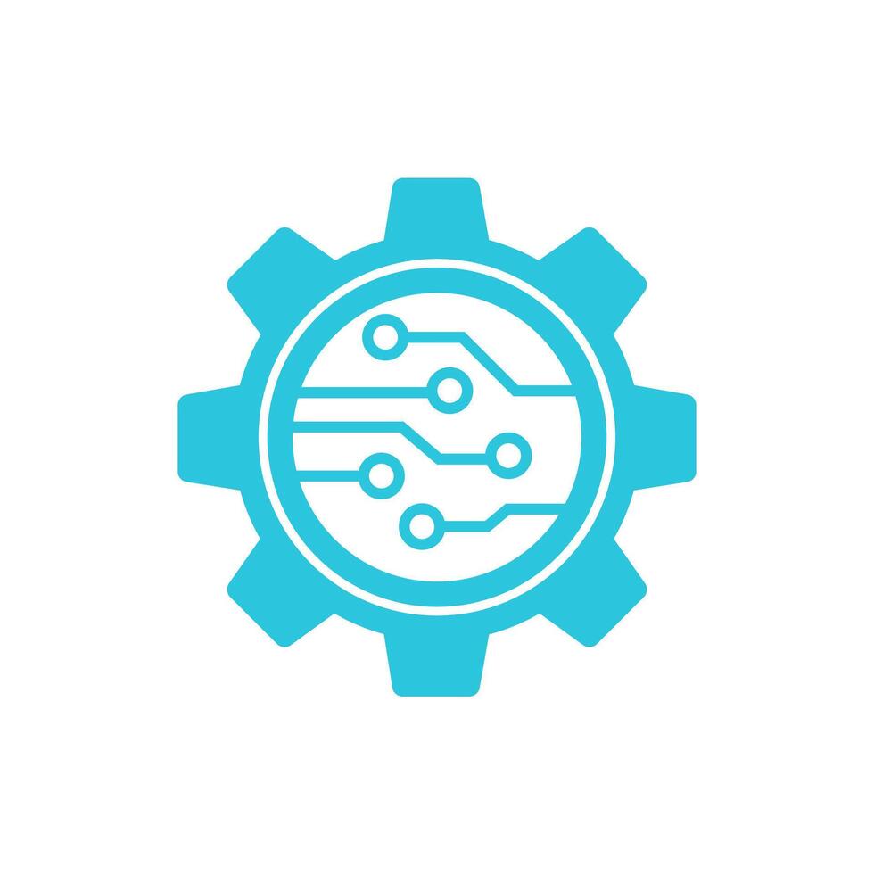 Digital technology gear icon. From blue icon set. vector
