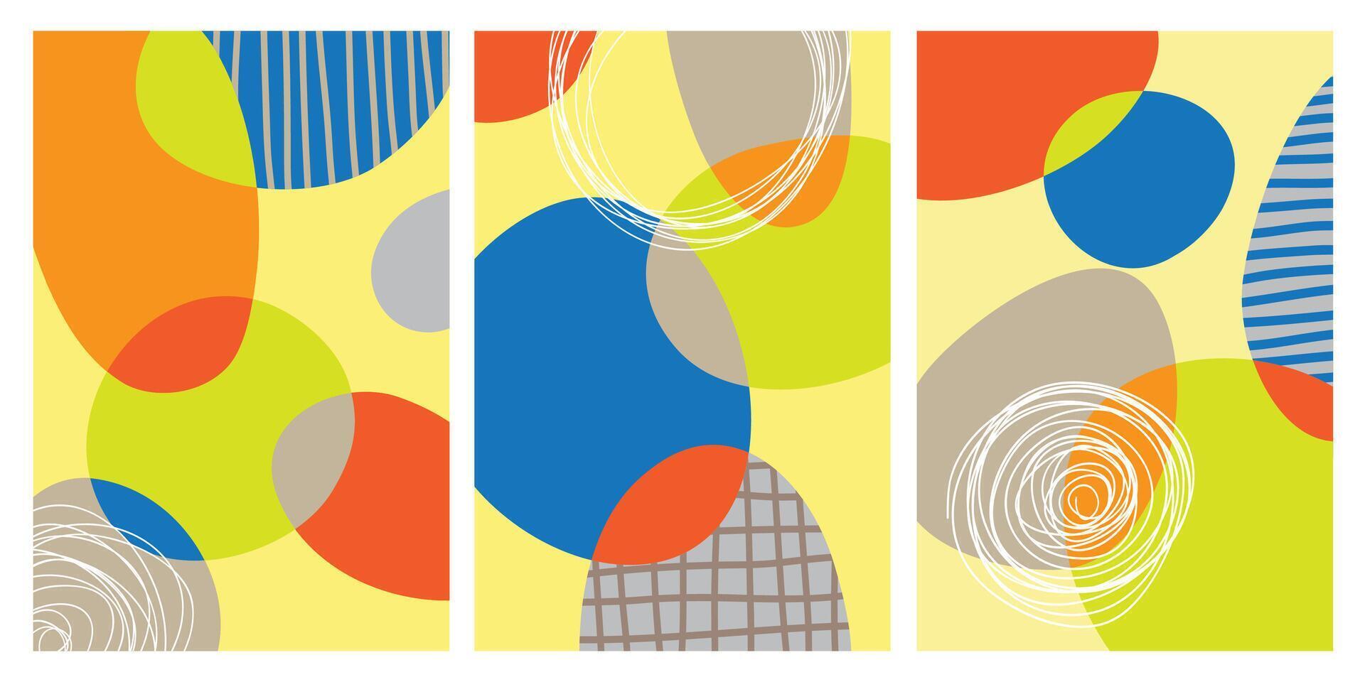 Modern abstract cover set, minimal cover design. Colorful geometric background, vector illustration.
