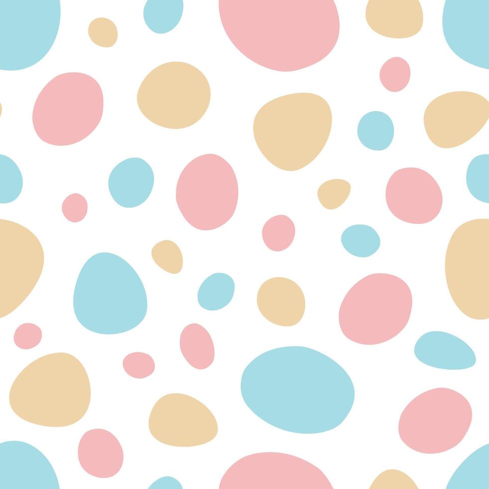 Sweet Easter Dots Seamless Pattern with Pink, Blue and Yellow Colors. Abstract art print. Design for paper, covers, cards, fabrics, interior items and any. Vector illustration about Easter Day.