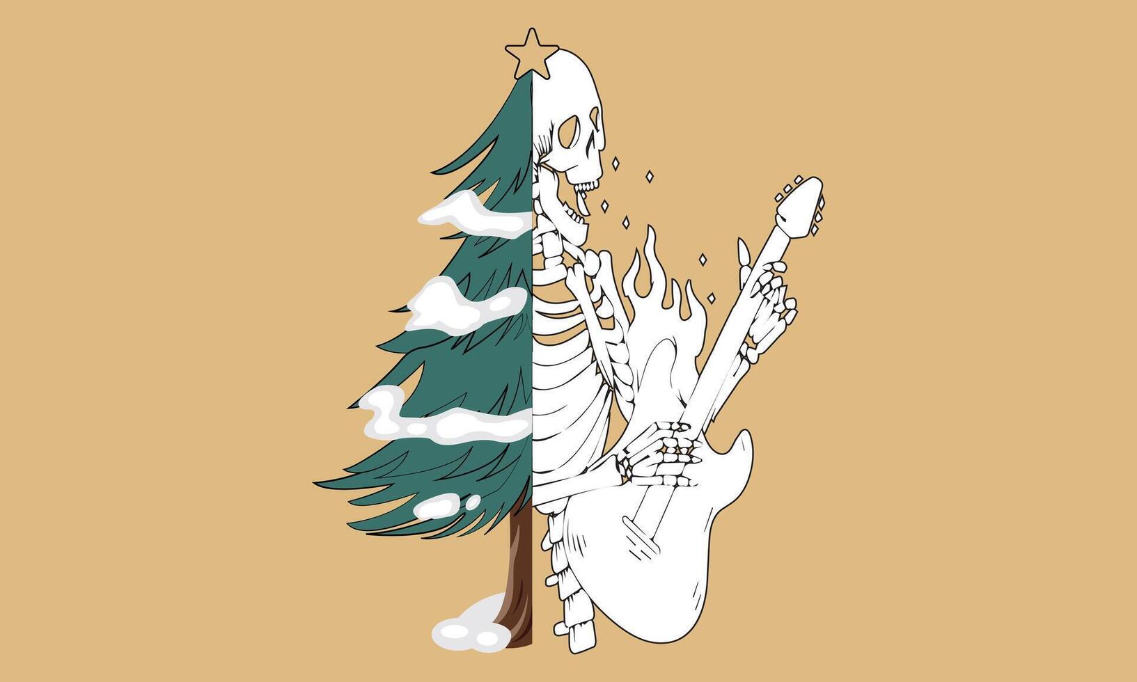 Navidad árbol y calaveras, Navidad árbol creativo niños nieve papel, Navidad tema vector ilustración.