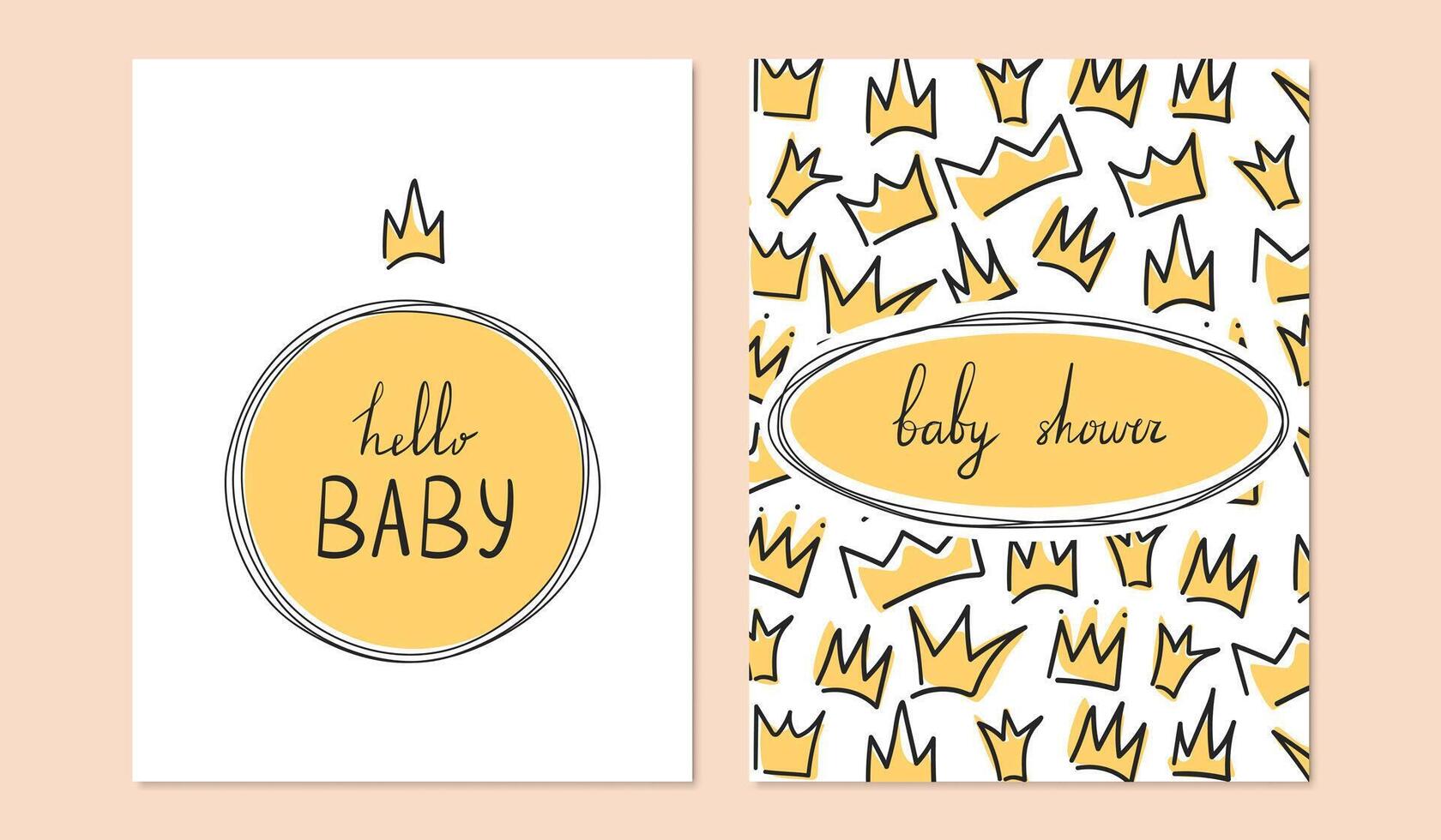 hand drawn baby shower card collection vector