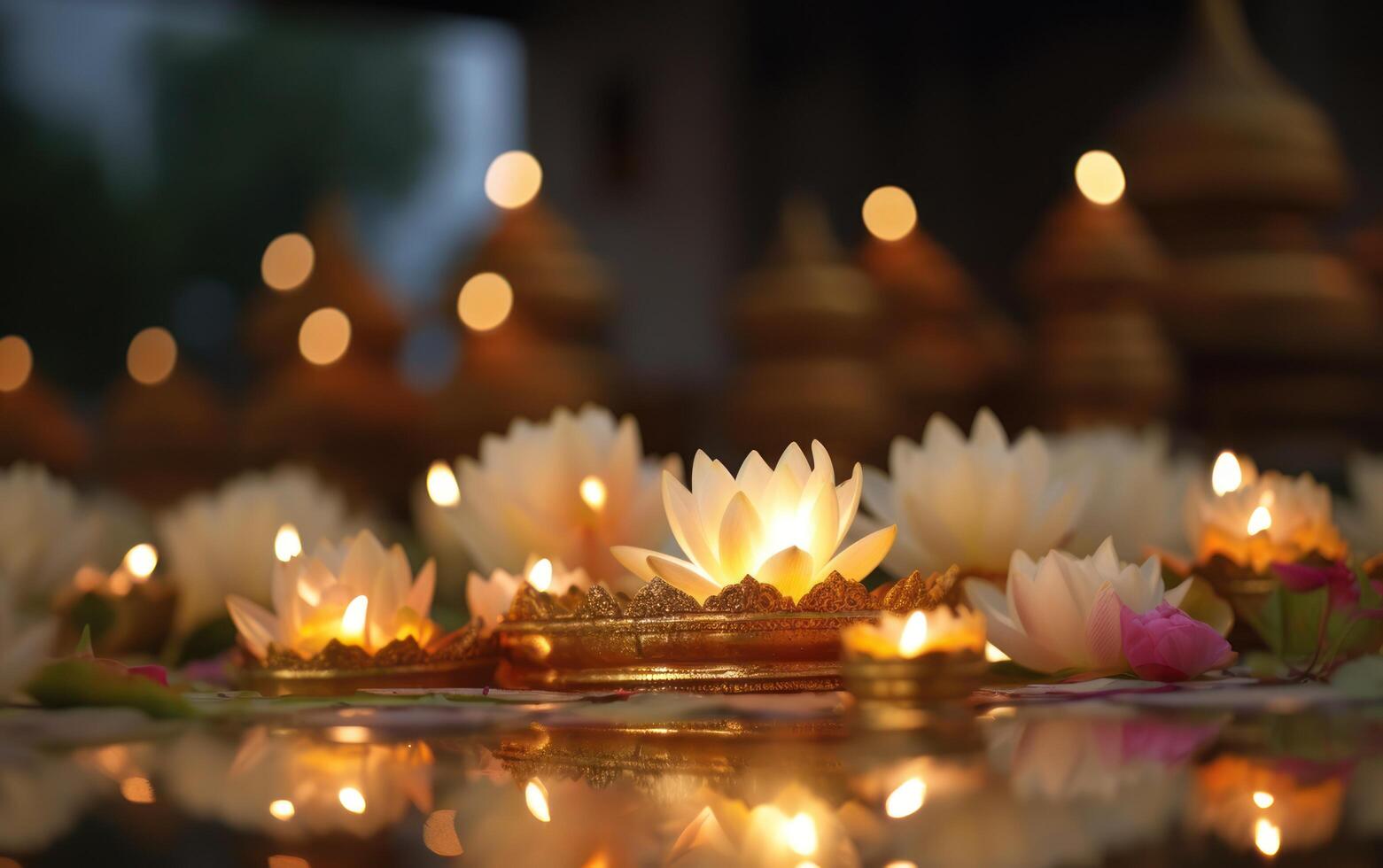 AI generated Thailand festival Loy Krathong. Ai Generative photo