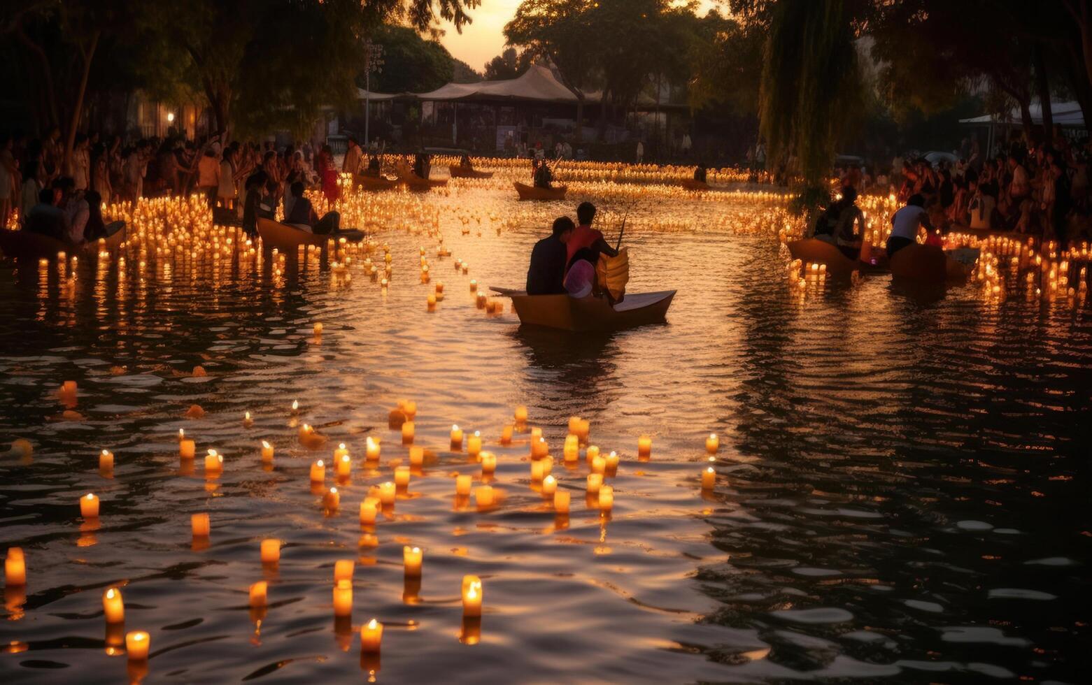 AI generated Thailand festival Loy Krathong. Ai Generative photo