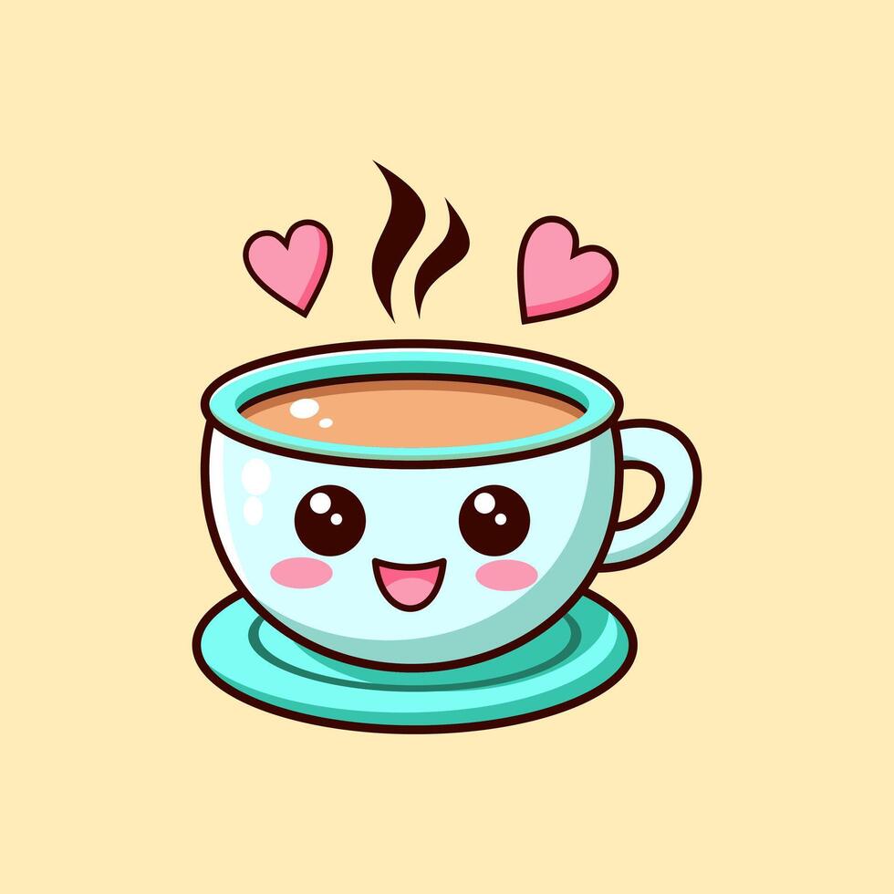 Cute coffee cup cartoon vector icon illustration