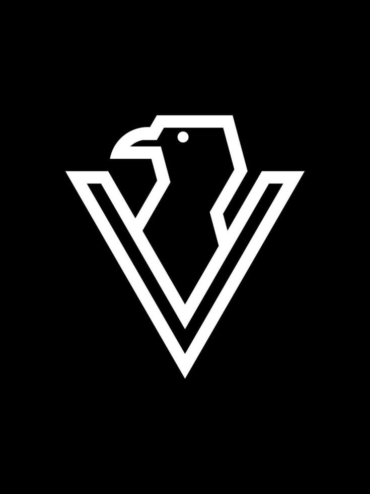 v combination bird monogram logo vector