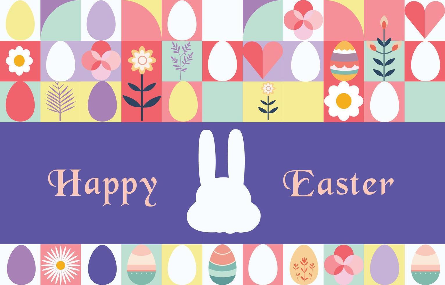 Easter day background for horizontal banner design with geometric style vector