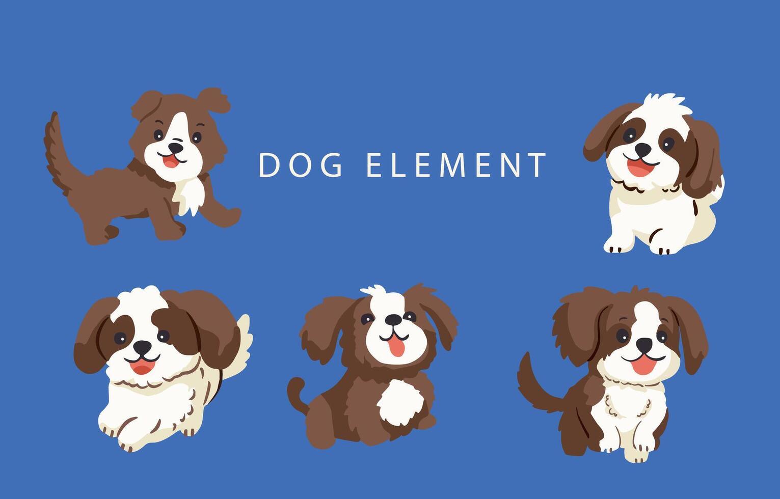 Dog character element set.illustration vector for postcard,sticker