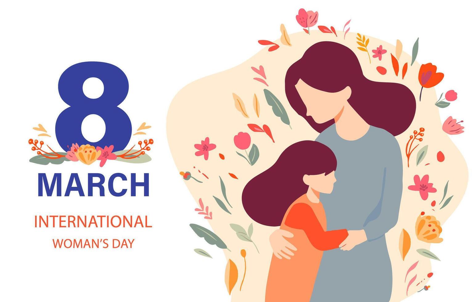 International women day with flower use for horizontal banner design vector