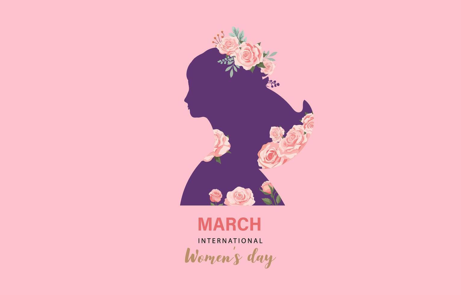 International women day with rose use for horizontal banner design vector