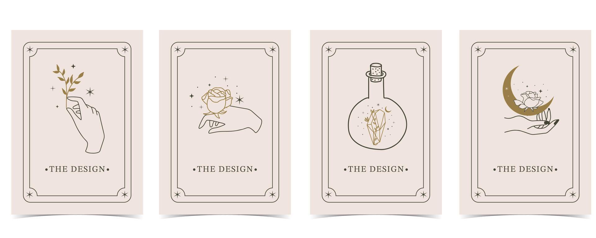 boho tarjeta tarot para a4 vertical ilustración diseño vector