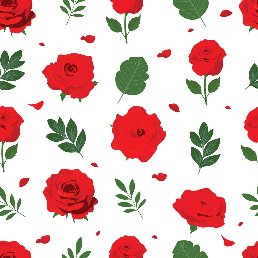 red rose square seamless pattern for valentine's day vector