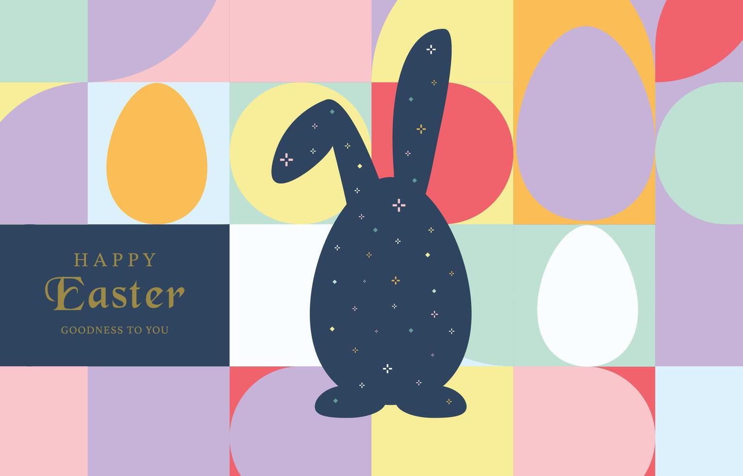 Easter day background for horizontal banner design with geometric style vector