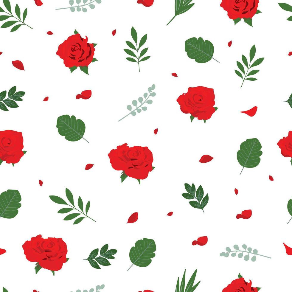 red rose square seamless pattern for valentine's day vector