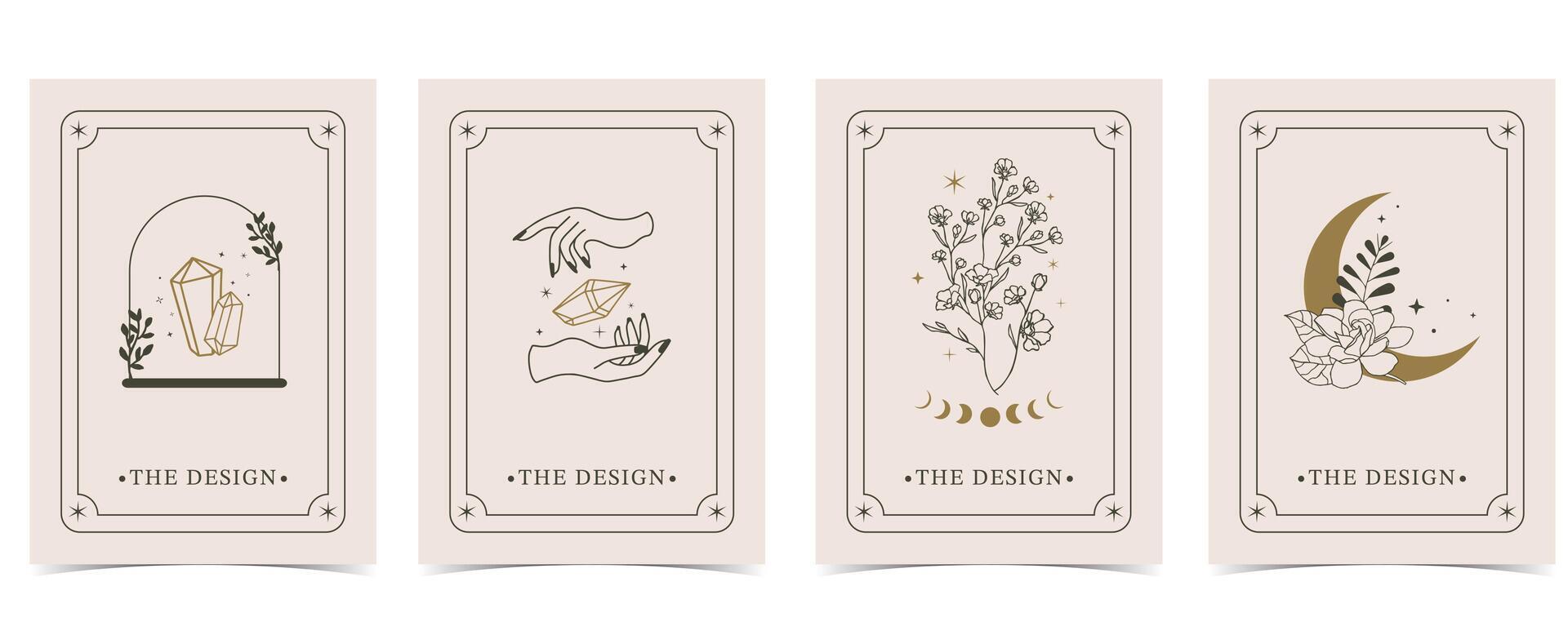 boho tarjeta tarot para a4 vertical ilustración diseño vector